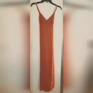 Urban Outfitters, Silence & Noise long silky orange spaghetti strap dress🧡